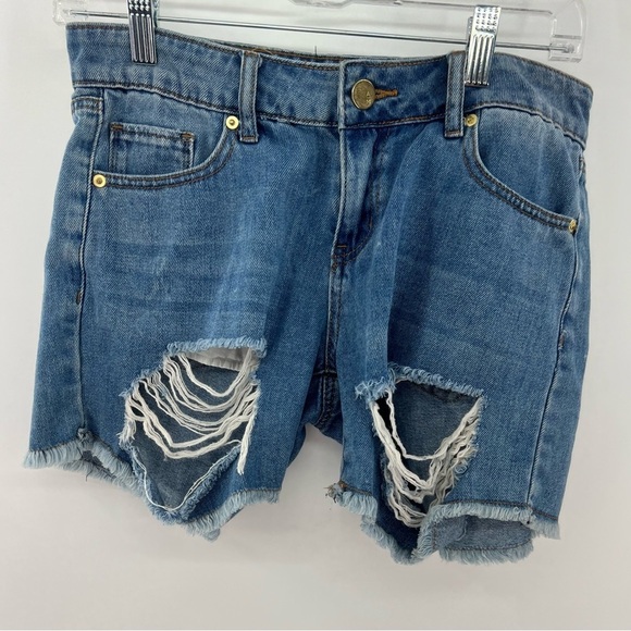 Ashley Mason Pants - Ashley Mason 100% cotton distressed ripped medium wash denim jean shorts size 3